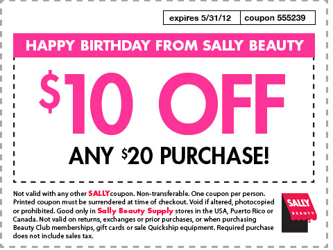 Sally Beauty: $10 off $20 Printable Coupon