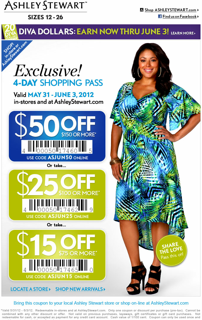 Ashley Stewart Coupons In-Store Printable
