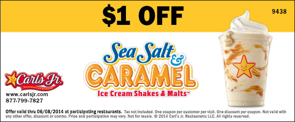 Carls Jr: $1 off Carmel Ice Cream Shakes Printable Coupon