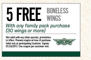 WingStop: 5 Free Boneless Wings Printable Coupon