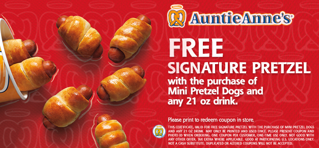 Auntie Annes: Free Signature Pretzel Printable Coupon