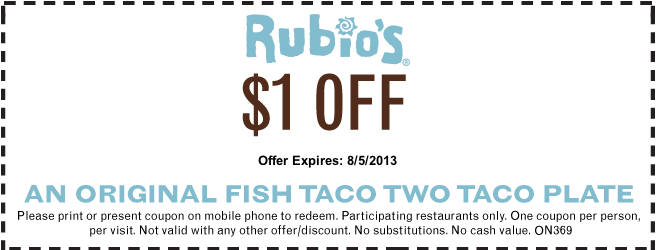 Rubios: $1 off Fish Taco Printable Coupon