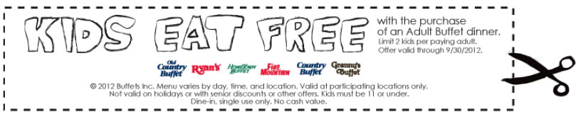 Old Country Buffet: Free Kids Buffet Printable Coupon