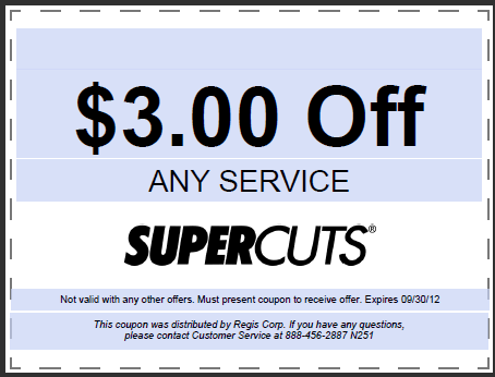 Supercuts: $3 off Service Printable Coupon