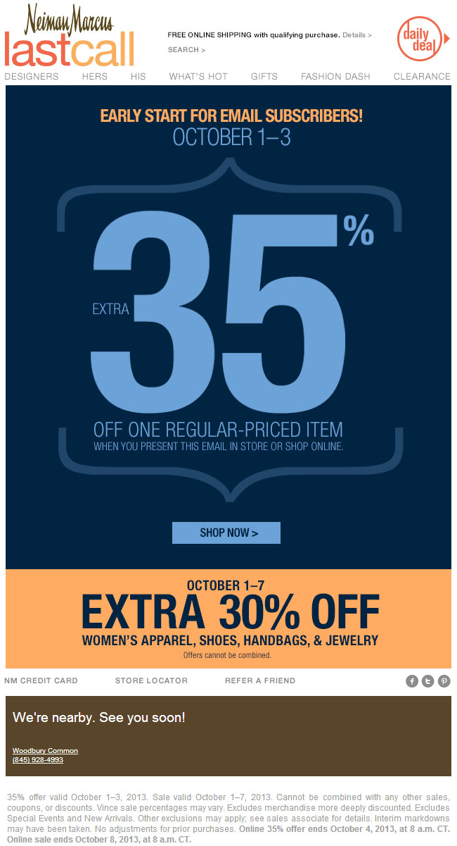 Neiman Marcus Last Call: 35% off Printable Discount