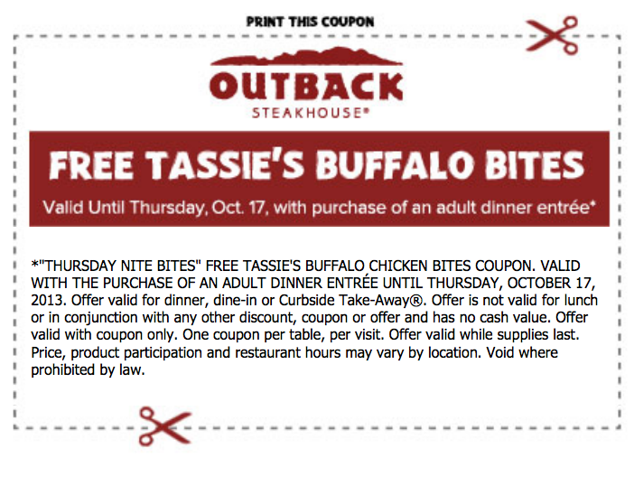 Outback Steakhouse: Free Buffalo Bites Printable Coupon