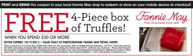 Fannie May: Free Truffles Printable Coupon