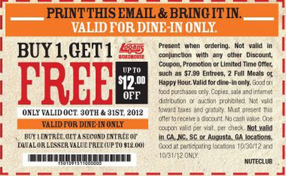Logan's Roadhouse Promo Coupon Codes and Printable Coupons