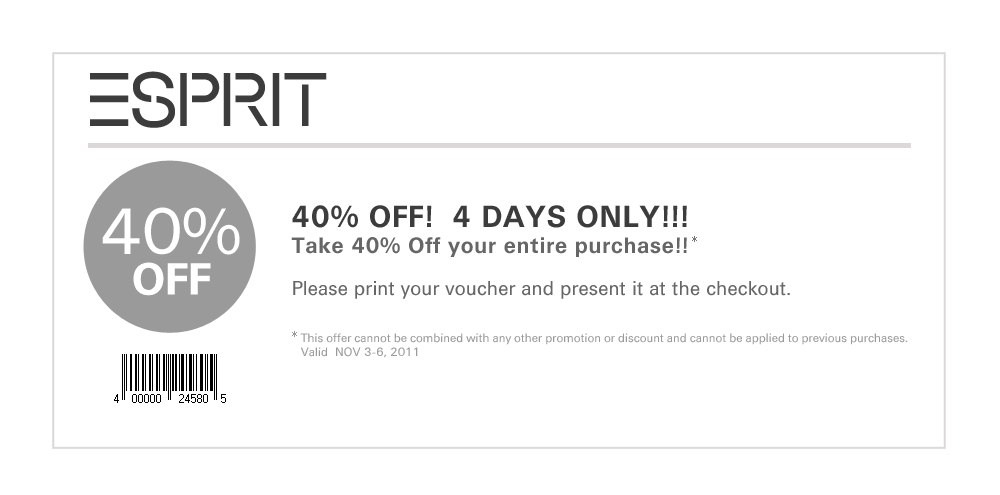 Esprit Promo Coupon Codes and Printable Coupons