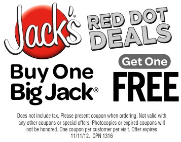 Jack's Family Restaurant: BOGO Free Big Jack Printable Coupon