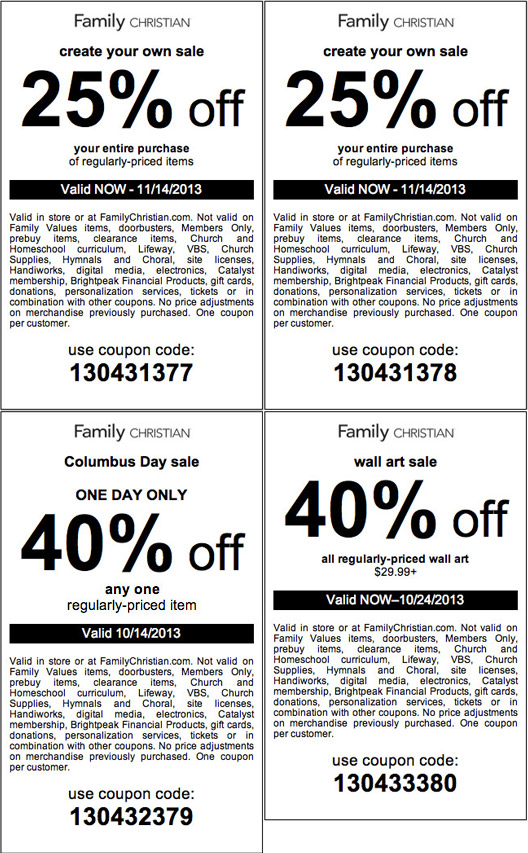 Family Christian Store: 4 Printable Coupons
