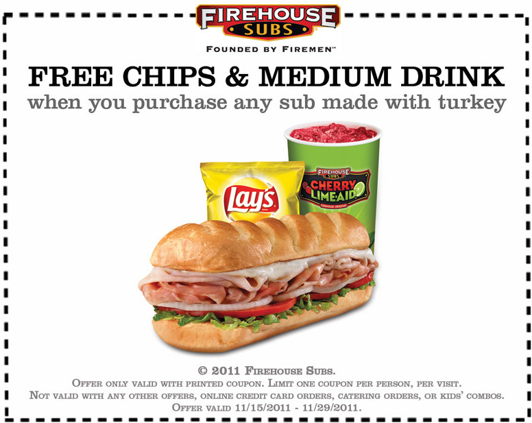 Firehouse Subs: Free Chips & Drink Printable Coupon