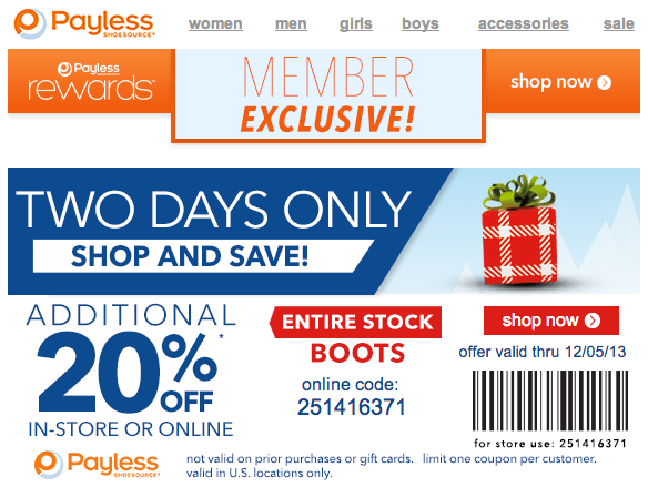 Payless Shoes: 20% off Boots Printable Coupon