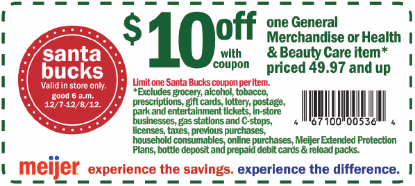 Meijer: $10 off Printable Coupon