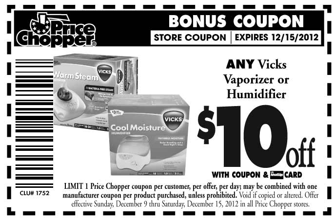 Price Chopper: $10 off Humidifier Printable Coupon