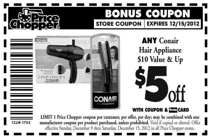 Price Chopper: $5 off Hair Appliance Printable Coupon