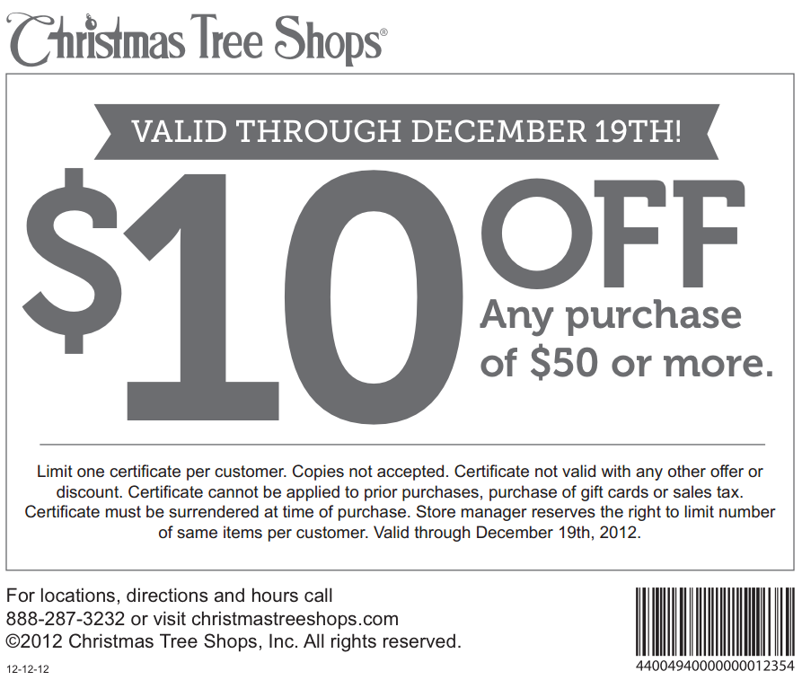 Christmas Tree Shops Promo Coupon Codes and Printable Coupons