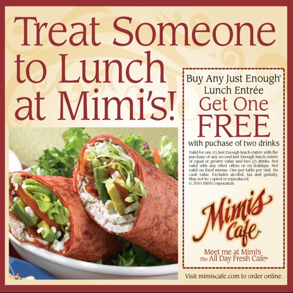 Mimis Cafe: BOGO Lunch Printable Coupon