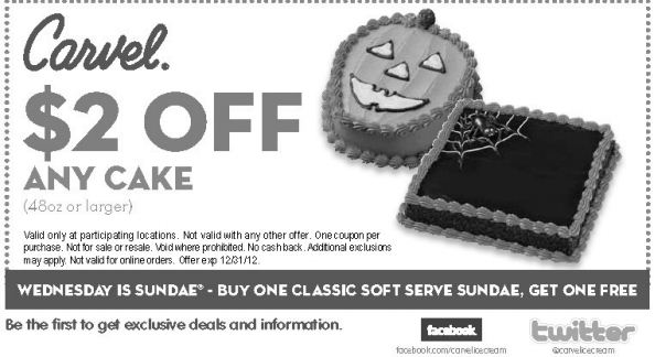 Carvel Promo Coupon Codes and Printable Coupons