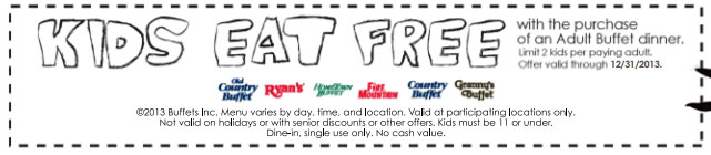 Old Country Buffet: Free Kids Buffet Printable Coupon