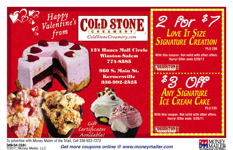Cold Stone Creamery Promo Coupon Codes and Printable Coupons