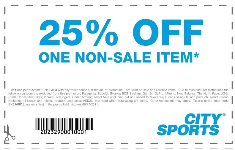 City Sports: 25% off Printable Coupon